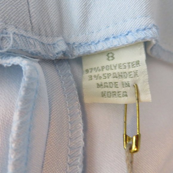 Vintage 80s Crop Carpi Pants 8 Baby Blue High Waist Flat Front Zip Stretch NEW - Picture 10 of 10